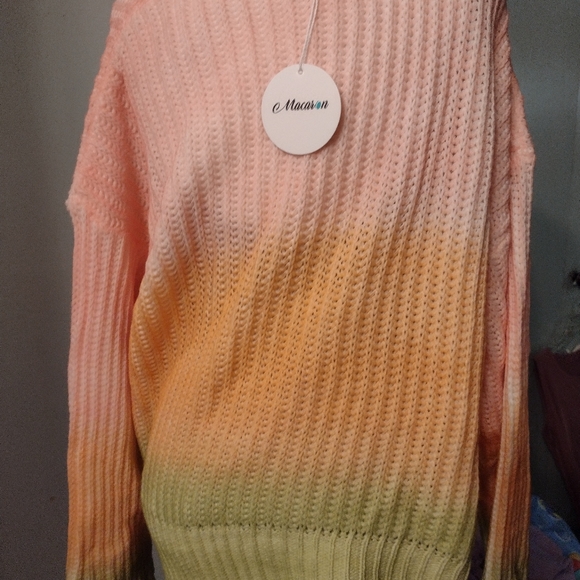 Val Marie ombre frayed edge sweater is a great burst if color and Trend - Picture 8 of 13